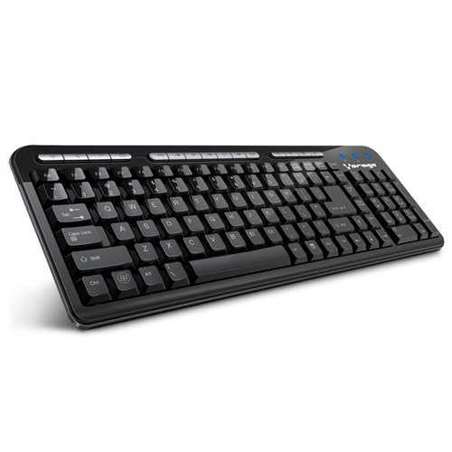 Teclado multimedia Vorago alambrico, KB-202, USB2.0, espanol, Negro