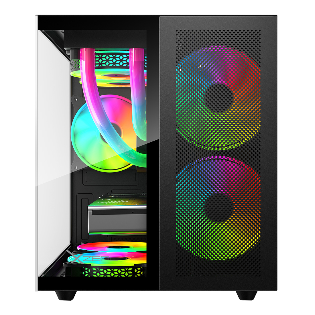 Gabinete Gamer XZEAL Cubo, ventana cristal, 2x vent frontales, 1x vent trasero 120mm, Negro