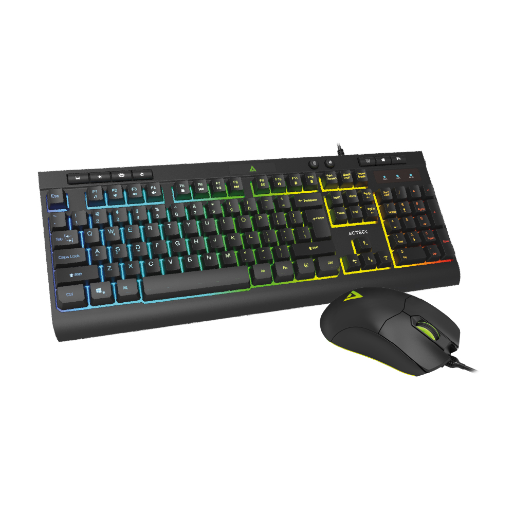 Kit Teclado y Mouse ACTECK Creator AUREAN PRO MK477G, Alambrico USB, RGB, Membrana, Negro