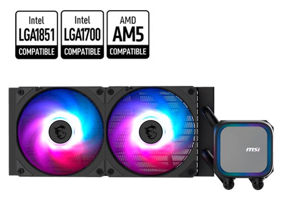 Miniatura 2 de Sistema De Enfriamento Liquido MSI MAG CORELIQUID A13 240, 2x120mm, ARGB, NEGRO