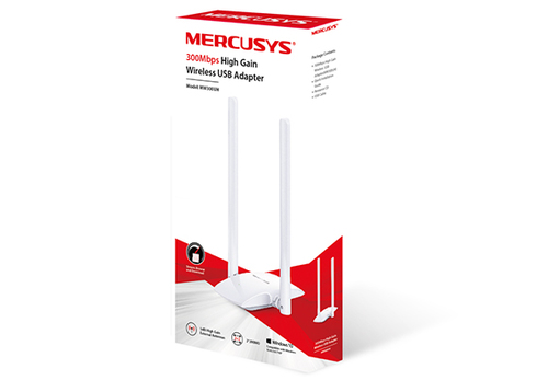 Miniatura 2 de Adaptador USB inalambrico Mercusys MW300UH de alta ganancia de 300Mbp, Interfaz de host USB, velocidad 300 Mbit/s ULTIMAS PIEZAS