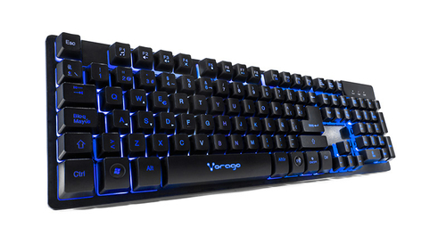 Teclado Gamer Vorago KB-502, USB, RGB, AntiGhosting, Negro, 12 Teclas multimedia, base metalica, Cable hilado