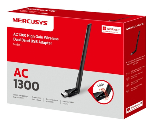 Miniatura 2 de Tarjeta de red inalambrica Mercusys MA30H USB, Wi-Fi 5 (802.11ac), Negro