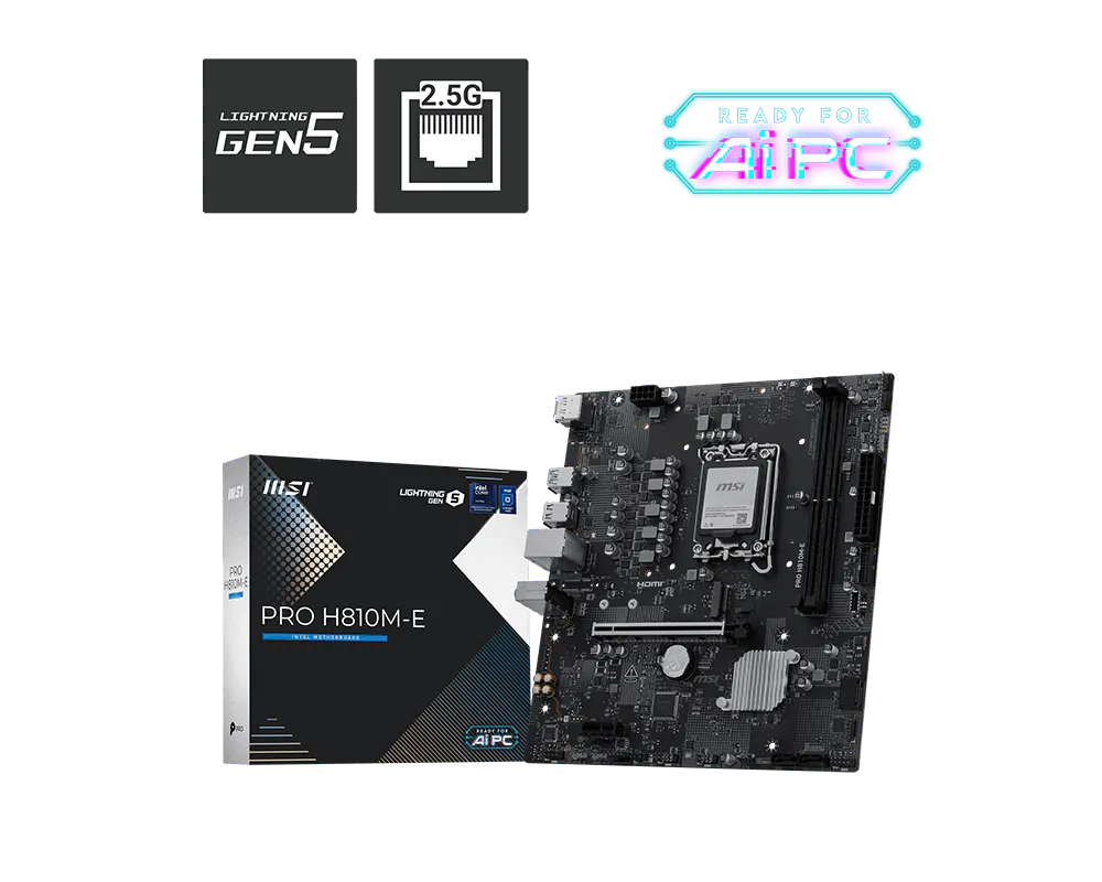 Miniatura 2 de Tarjeta Madre MSI PRO H810M-E, Micro-ATX, LGA 1851, Intel H810, 128GB DDR5, HDMI/DP para Intel