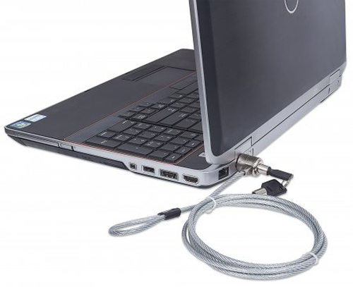 Miniatura 5 de Cable antirrobo Manhattan Candado de Seguridad para Portátiles 2 Teclas, 1.4 m, PVC, Acero, Plata