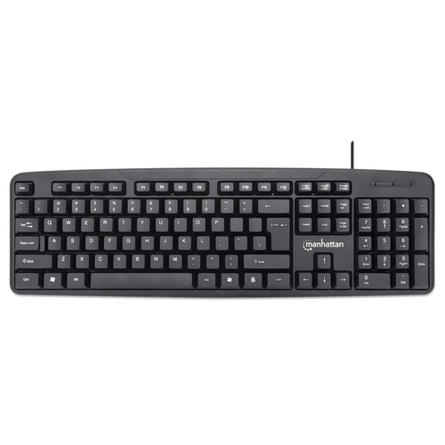 Miniatura 3 de Kit Teclado y Mouse Manhattan Juego de teclado y mouse óptico, cableados USB, Interruptor de membrana, Alámbrico, 1000 DPI, Negro