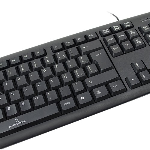 Miniatura 2 de Teclado Perfect Choice PC-201038 Inglés, Alámbrico, USB, Interruptor de membrana, Negro