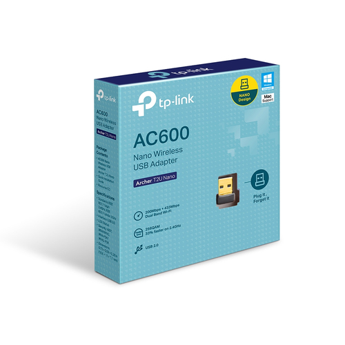 Miniatura 3 de Tarjetas de red TP-Link Archer T2U Nano USB, 433 Mbit/s, Alámbrico, Negro