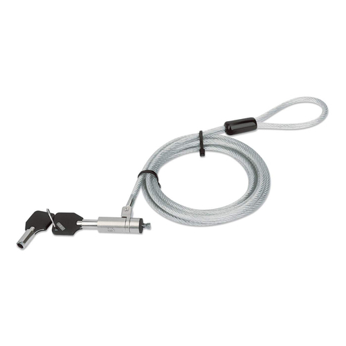 Cable antirrobo Manhattan Candado de Seguridad Wedge N17 para Portátiles Kensington, Llave, 2 m, Acero, Metálico