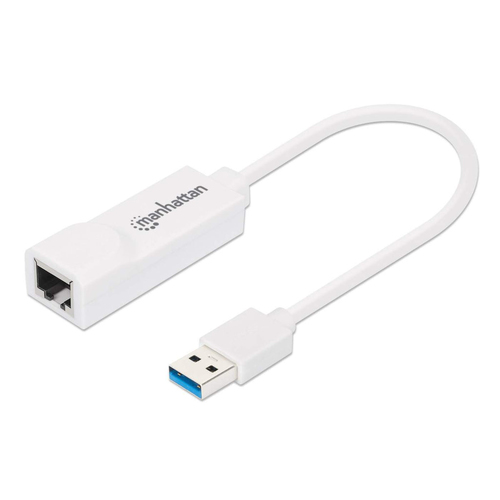 Tarjetas de red Manhattan USB, RJ-45 1, 1000 Mbit/s, Alámbrico, Blanco