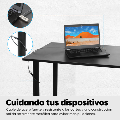 Miniatura 2 de Cable antirrobo Manhattan Candado Laptop Nano combinación 1.8mts gris Kensington, Nano, Cerradura con combinación, 1.8 m, Acero, Zinc, Gris