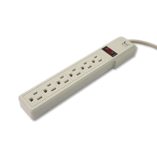 Miniatura 2 de Barra de contactos Smartbitt SBSS-550J6USB 120 V, 0.3 m, 6 salidas AC, NEMA 5-15R, Marfil