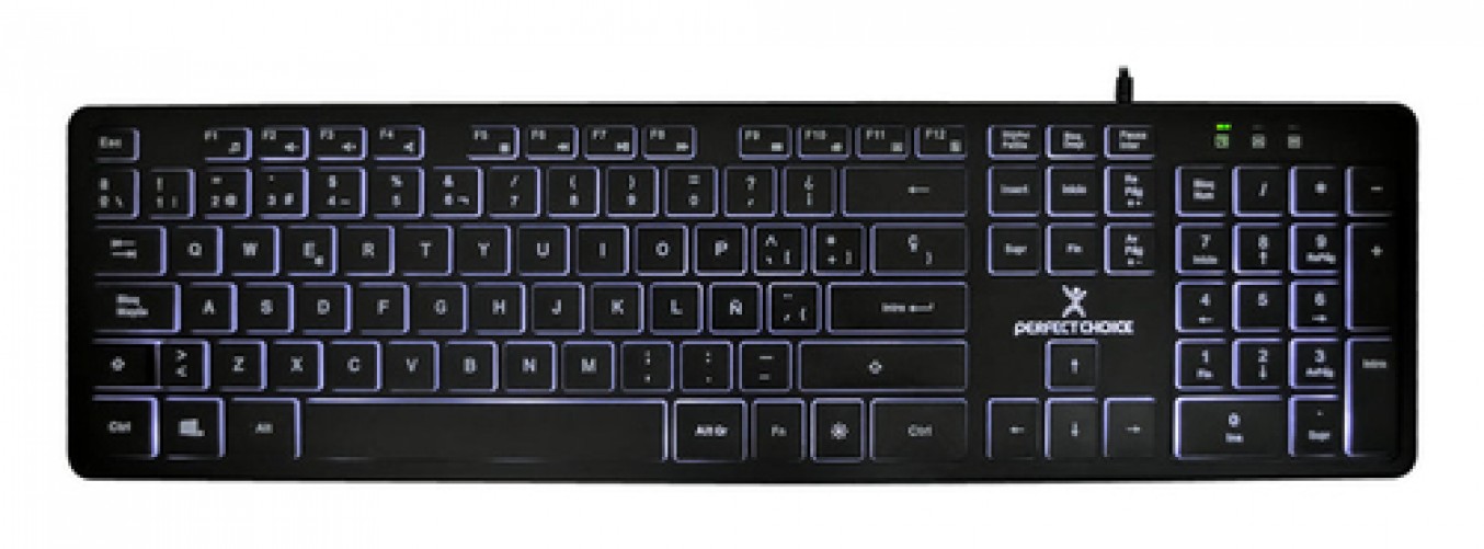 Teclado Perfect Choice PC-201304 Español, Alámbrico, USB, Interruptor de membrana, Negro