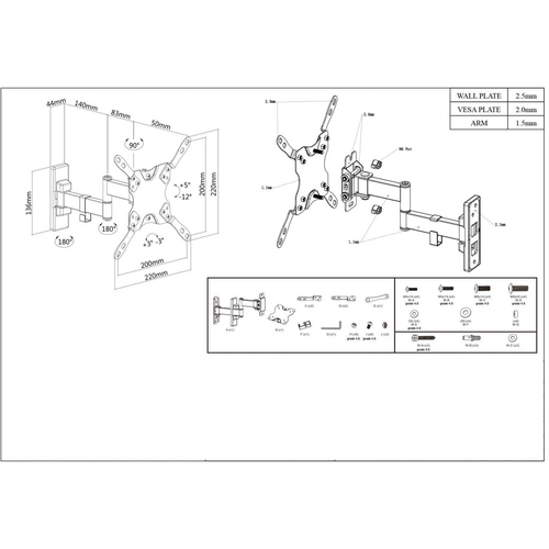Miniatura 2 de Soporte Manhattan Hasta 42", VESA max. 200 x 200 mm, 20 kg, Negro