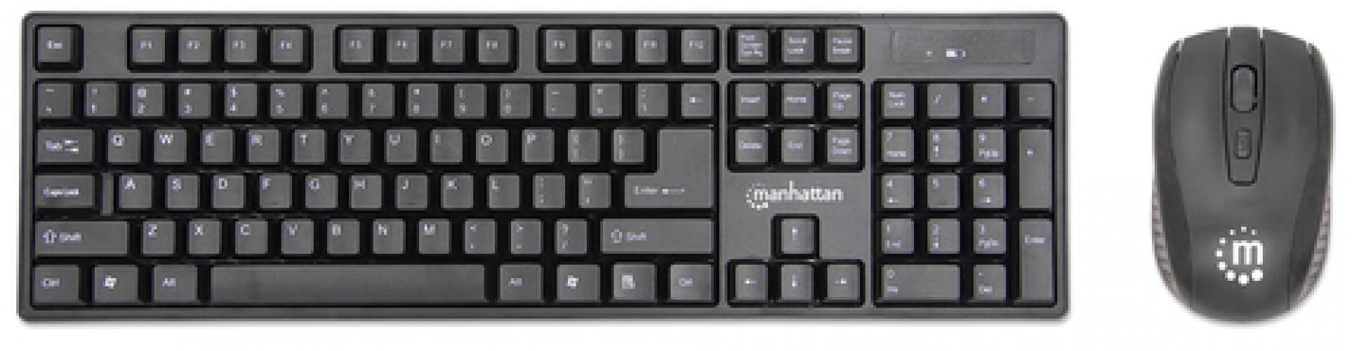 Teclado Inalámbrico Manhattan 178990 Tamaño completo (100%), 7.5 m, Teclado numérico, Negro