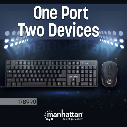 Miniatura 5 de Teclado Inalámbrico Manhattan 178990 Tamaño completo (100%), 7.5 m, Teclado numérico, Negro