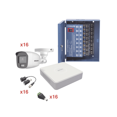 Kit videovigilancia Epcom KE1080PL/16BCA 16 canales, cámara 1920 x 1080, Bala (forma), IP66