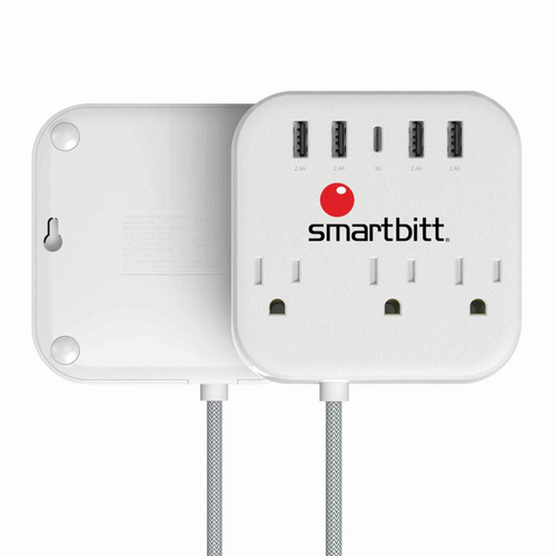 Miniatura 3 de Barra de contactos Smartbitt SBSS-B3-5U 125 V, 1.5 m, 3 salidas AC, NEMA 5?15R, Blanco
