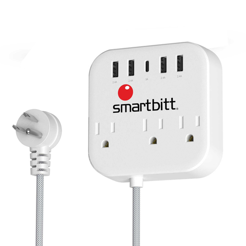 Miniatura 2 de Barra de contactos Smartbitt SBSS-B3-5U 125 V, 1.5 m, 3 salidas AC, NEMA 5?15R, Blanco