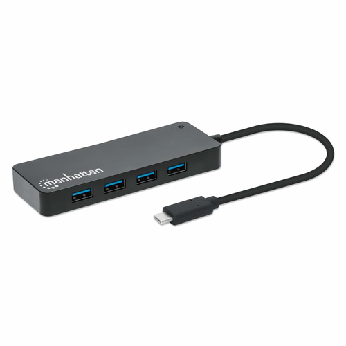 HUB Manhattan 168410 Interfaz USB Tipo C, 7 USB A 3.1, Acrilonitrilo butadieno estireno (ABS), Cantidad de puertos 7, Longitud de cable 0.15 m, Velocidad 5000 Mbit/s, Color Negro