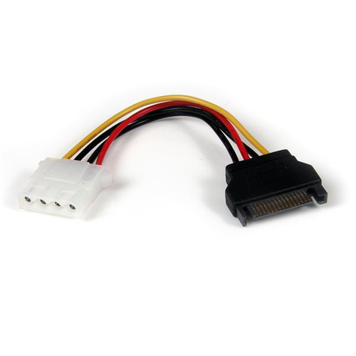 Cable de poder StarTech.com Molex (4 puntas), SATA 15 puntas, 0.1524 m, Negro, Rojo, Amarillo