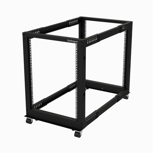 Rack StarTech.com Tipo Rack o bastidor independiente, Capacidad del rack 15U, 4 postes, Acero, Peso Max. 544 kg, Color Negro, Incluye tuercas Si, 2Llaves