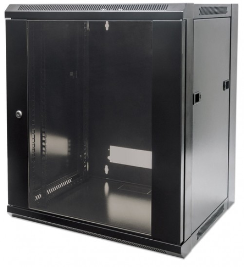 Rack Intellinet 711869 Tipo Bastidor de pared, Capacidad del rack 12U, SPCC, Peso Max. 60 kg, Tamaño 48.3 cm (19"), Color Negro