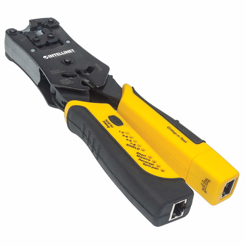 Miniatura 5 de Pinza Ponchadora Intellinet con Probador de cables, RJ-11/RJ-12/RJ-22/RJ-45, Negro/Amarillo