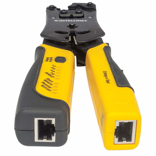 Miniatura 4 de Pinza Ponchadora Intellinet con Probador de cables, RJ-11/RJ-12/RJ-22/RJ-45, Negro/Amarillo