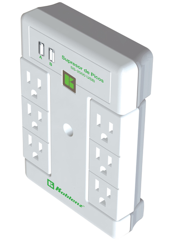 Miniatura 3 de Supresor de picos Koblenz SS-2000 USB 2000 J, 6 contactos, Gris, Blanco