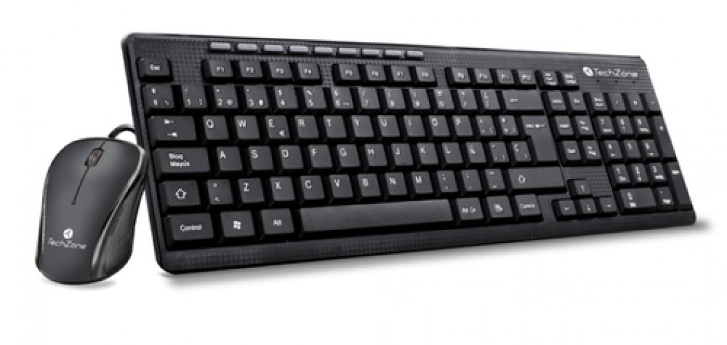 Kit Teclado y Mouse TechZone TZ19COMB01-LA USB, Interruptor de membrana, Alámbrico, Negro