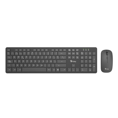 Kit Teclado y Mouse Stylos STPKTM5B Inalámbrico, 1600 DPI, Negro