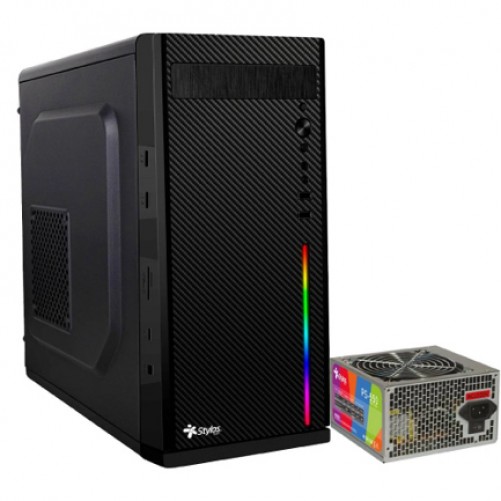 Gabinete Stylos STGASC1B Mini Tower, PSU 550 W, PSU Si, Negro