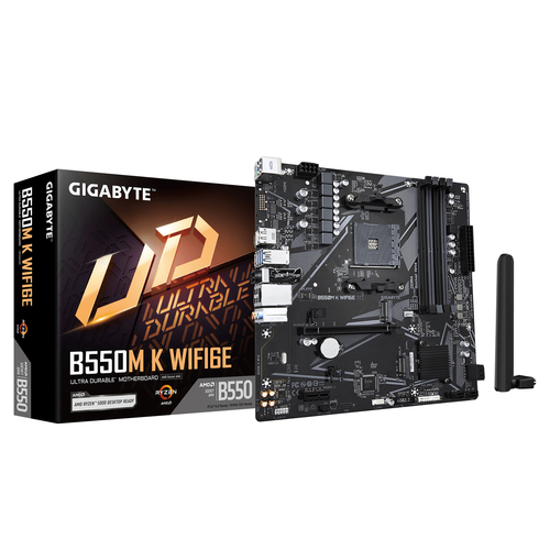 Tarjeta madre GIGABYTE B550M K WIFI6E Socket AM4, 4 DDR4-SDRAM, Micro ATX, Wifi Si, Bluetooth Si