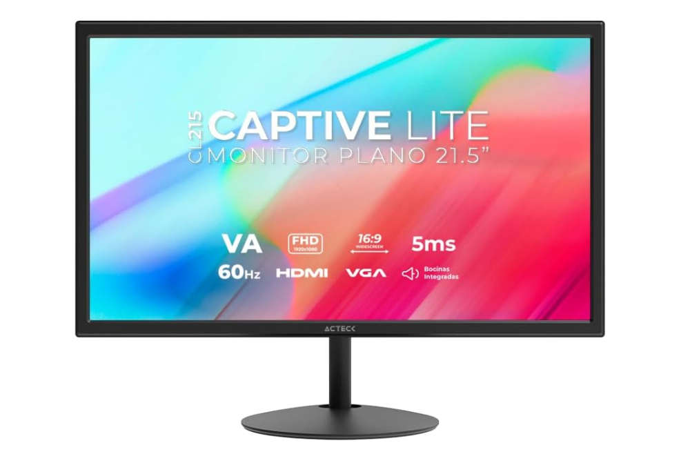 Monitor Acteck Captive Lite CL215 LCD 21.5", Full HD, 60Hz, HDMI, Bocinas Integradas, Negro