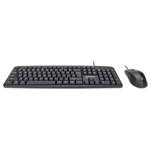Miniatura 4 de Kit Teclado y Mouse Manhattan Juego de teclado y mouse óptico, cableados USB, Interruptor de membrana, Alámbrico, 1000 DPI, Negro
