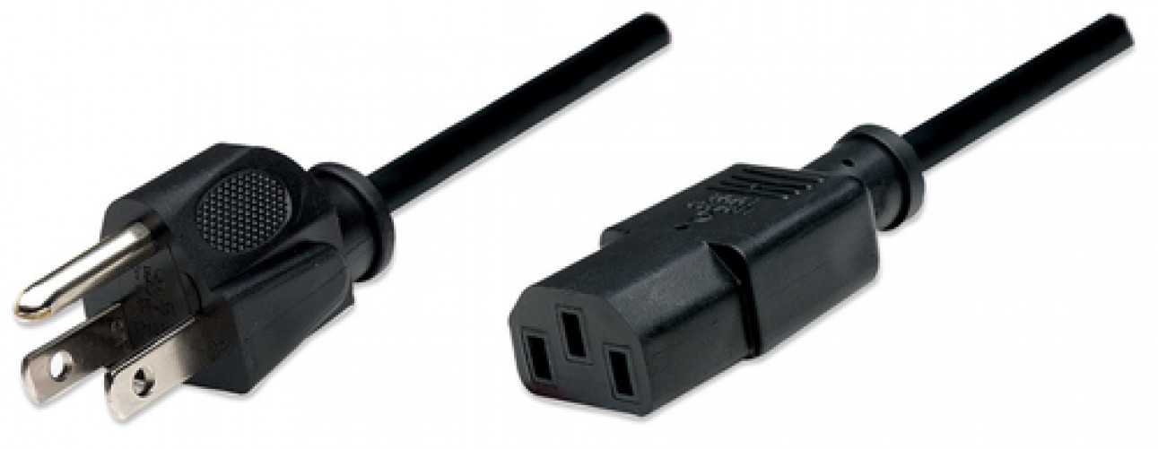 Cables de poder Manhattan Cable de Alimentación Macho, Hembra 125 V, 1.8 m, Negro