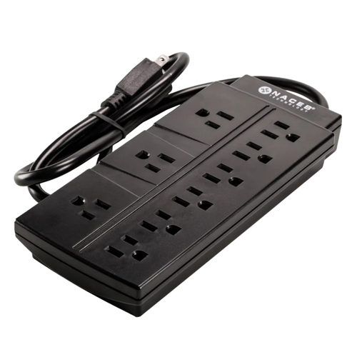 Miniatura 3 de Barra de contactos Naceb Technology NA-0707 125 V, 0.78 m, 9 salidas AC, Negro