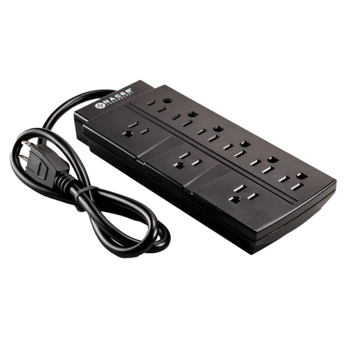 Miniatura 2 de Barra de contactos Naceb Technology NA-0707 125 V, 0.78 m, 9 salidas AC, Negro