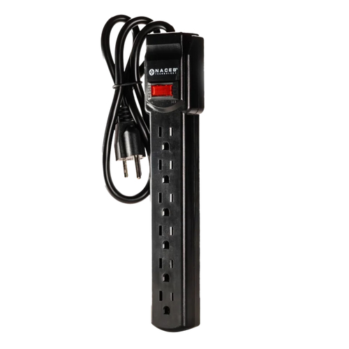 Miniatura 5 de Barra de contactos Naceb Technology NA-0706 125 V, 0.79 m, 6 salidas AC, Negro