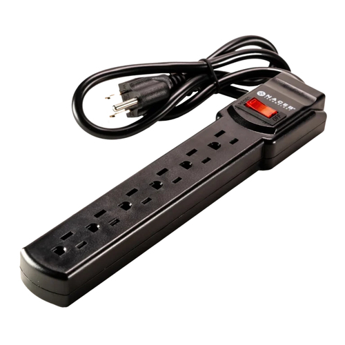 Miniatura 3 de Barra de contactos Naceb Technology NA-0706 125 V, 0.79 m, 6 salidas AC, Negro
