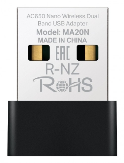 Tarjeta de red inalambrica Mercusys MA20N USB tipo A, Wi-Fi 5 (802.11ac), Negro, Metálico