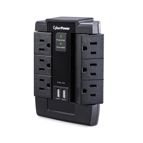 Miniatura 5 de Supresor de picos CyberPower P600WSURC1 125 V, 1200 J, 6 contactos, NEMA 5–15P, Negro