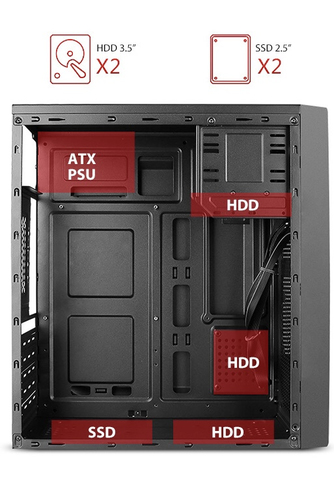 Miniatura 5 de Gabinete Stylos STPGAC4B Cubo, PSU 500 W, PSU Si, Negro