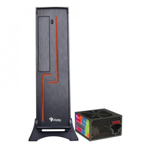 Gabinete Stylos STGAKL1B Factor de forma pequeña (SFF), PSU 550 W, PSU Si, Negro, Rojo