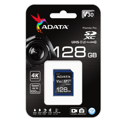 Miniatura 2 de Memoria SDXC ADATA 128GB, CL10, V30, 4K UHD, 100 MB/PS, Negro/Azul