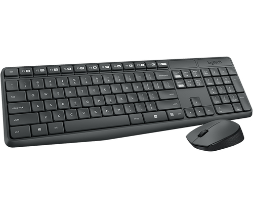 Kit Teclado y Raton Logitech MK235, Inalambrico, Teclado Multimedia, Color Negro/Gris